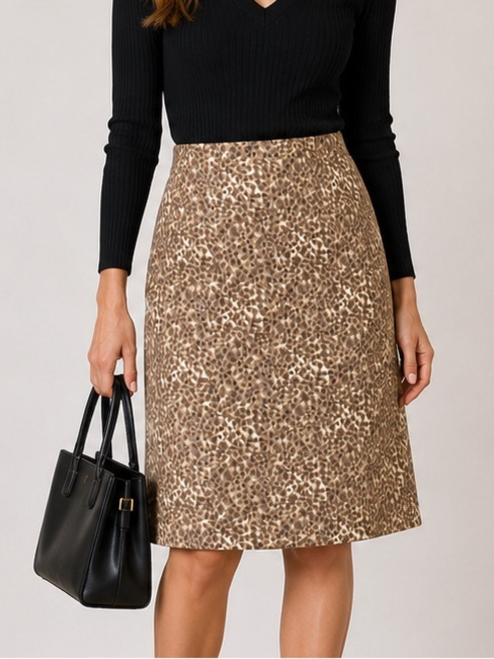 LOFT Animal Print Silk Blend A-Line Skirt Size 4 Career Chic